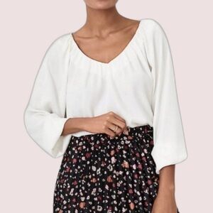 Ann Taylor Shirred V-Neck Top